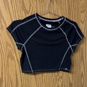BDG Black Crop Top with White Stitch Detail